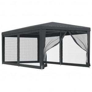 Carpa para fiestas 6 paredes de malla HDPE gris antracita 3x6 m H