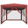 Tenda p/ festas c/ 6 paredes laterais rede 3x6 m PEAD vermelho 3