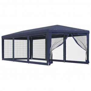 Carpa para fiestas con 8 paredes de malla HDPE azul 3x9 m H