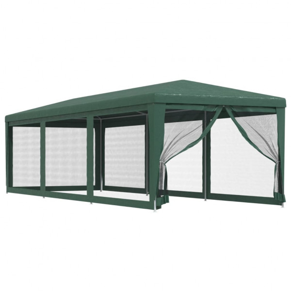 Carpa para fiestas con 8 paredes de malla HDPE verde 3x9 m M 2