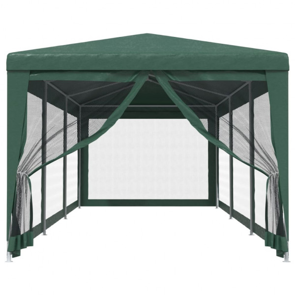 Tenda p/ festas c/ 8 paredes laterais em rede 3x9 m PEAD verde M 3