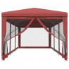 Tenda p/ festas c/ 8 paredes laterais rede 3x9 m PEAD vermelho 3