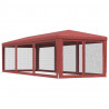 Tenda p/ festas c/ 8 paredes laterais rede 3x9 m PEAD vermelho 5