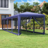 Carpa para fiestas con 10 paredes de malla HDPE azul 3x12 m 1