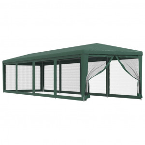 Carpa para fiestas con 10 paredes de malla HDPE verde 3x12 m H