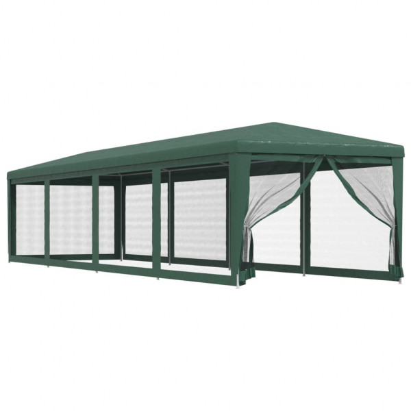 Tenda p/ festas c/10 paredes laterais em rede 3x12 m PEAD verde M 2