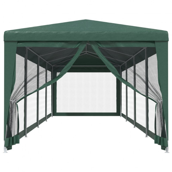 Carpa para fiestas con 10 paredes de malla HDPE verde 3x12 m M 3