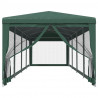 Carpa para fiestas con 10 paredes de malla HDPE verde 3x12 m 3
