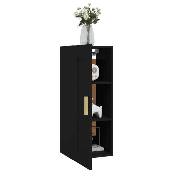 Armario de pared madera contrachapada negro 35x34x90 cm M 4
