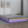 Estrutura de cama com LEDs 200x200 cm madeira maciça 1