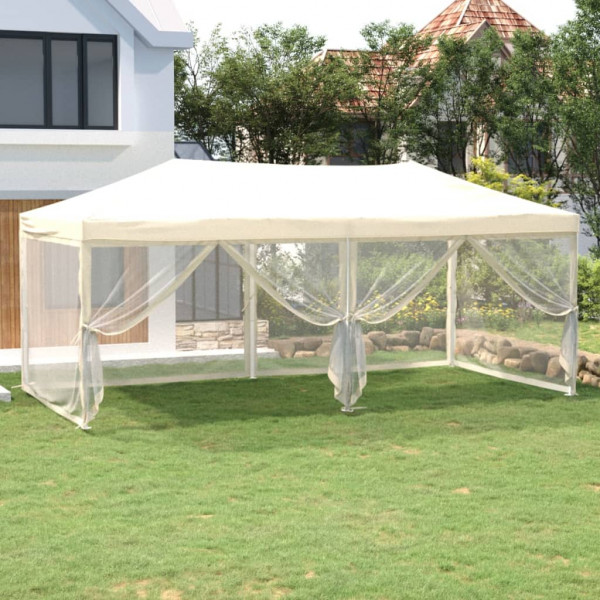 Carpa para fiestas plegable con paredes laterales crema 3x6 m D