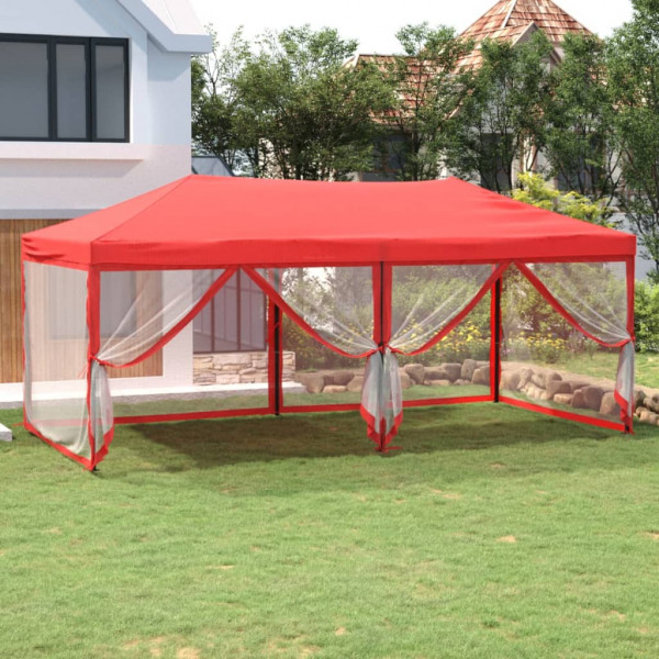 Carpa para fiestas plegable con paredes laterales rojo 3x6 m D