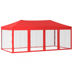 Carpa para fiestas plegable con paredes laterales rojo 3x6 m H