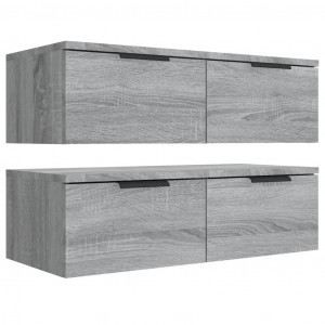 Armarios de pared 2 uds contrachapada gris Sonoma 68x30x20 cm H