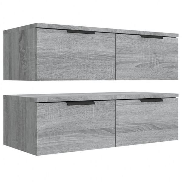 Armário parede 2pcs 68x30x20cm derivados madeira cinza sonoma M 2
