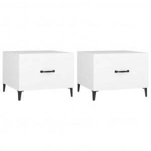 Mesa de centro com pernas de metal 2 pcs 50x50x40 cm branco H