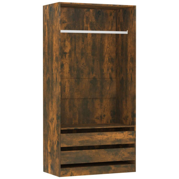 Armario madera contrachapada color roble ahumado 100x50x200 cm M 2