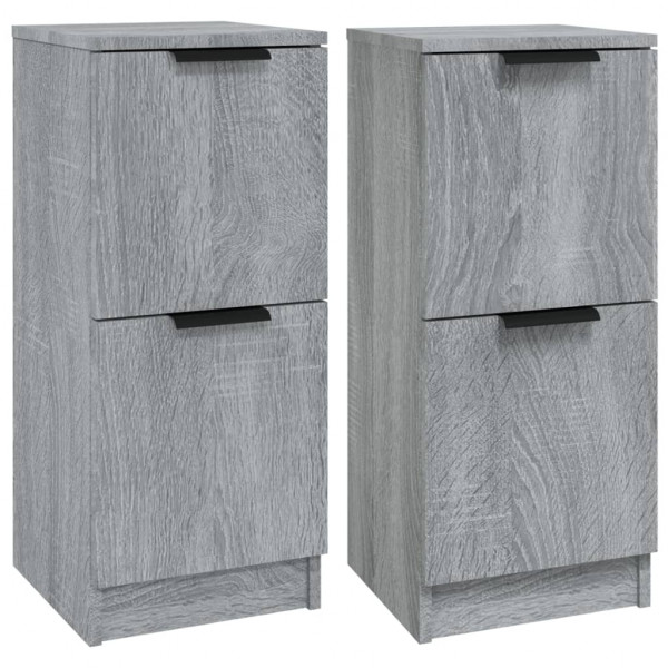 Aparadores 2 uds madera contrachapada gris Sonoma 30x30x70 cm M 2