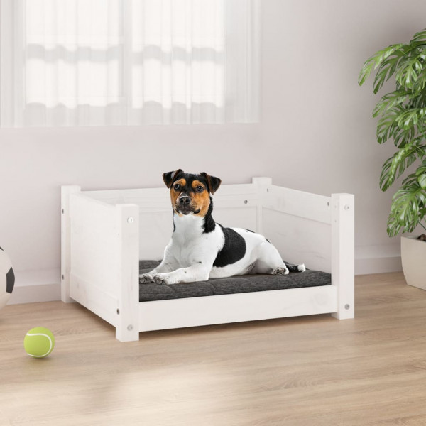 Cama para perros madera maciza de pino blanco 55.5x45.5x28 cm D