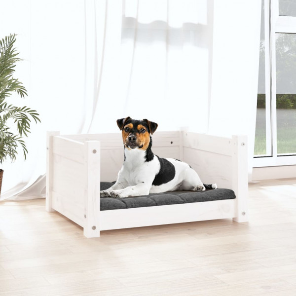 Cama para cães 55.5x45.5x28 cm madeira de pinho maciça branco M 3