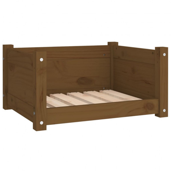 Cama para perros madera maciza pino marrón miel 55.5x45.5x28 cm M 2