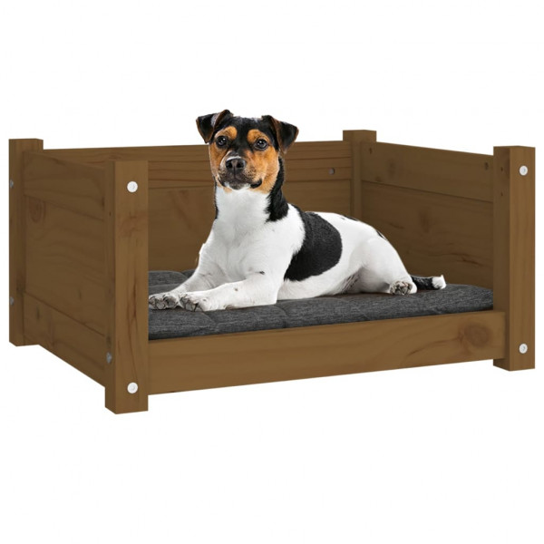 Cama para perros madera maciza pino marrón miel 55.5x45.5x28 cm M 4