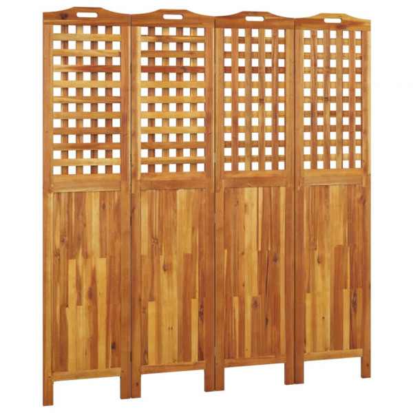 Biombo de 4 paneles de madera maciza de acacia 162x2x180 cm M 2