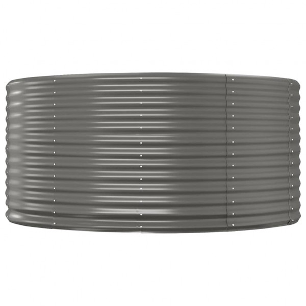 Canteiro elevado jardim 140x140x68 aço revestido a pó cinzento M 3