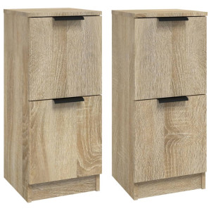 Aparadores 2 uds madera contrachapada roble Sonoma 30x30x70 cm H