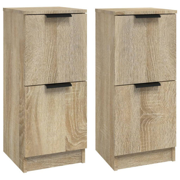 Aparadores 2 uds madera contrachapada roble Sonoma 30x30x70 cm M 2