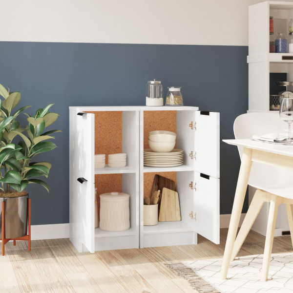 Aparadores 2 uds madera contrachapada blanco brillo 30x30x70 cm M 3