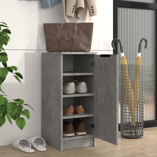 Mueble zapatero madera contrachapada gris hormigón 30x35x70 cm M 3