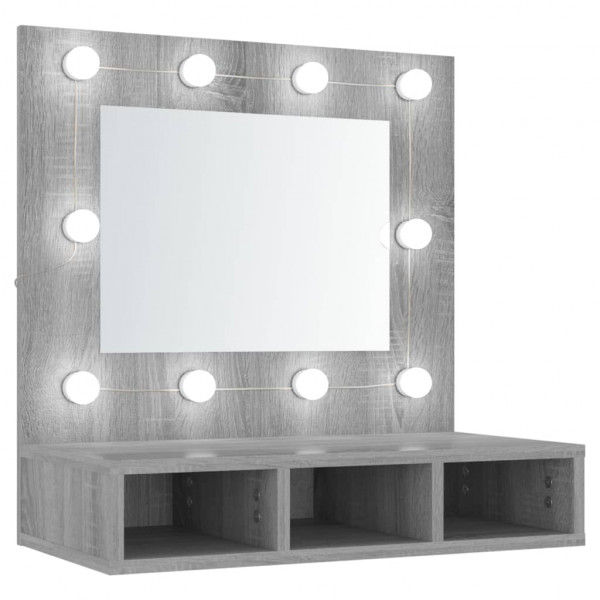 Mueble con espejo y LED color gris Sonoma 60x31.5x62 cm M 2