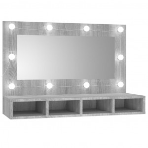Armário espelhado com LED 90x31.5x62 cm sonoma cinza H