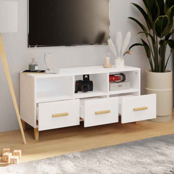 Mueble para TV madera contrachapada blanco 102x36x50 cm M 3