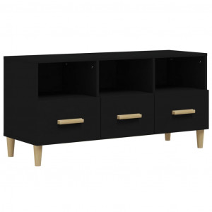 Mueble de TV madera contrachapada negro 102x36x50 cm H
