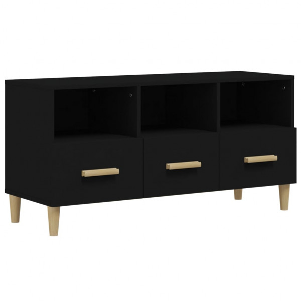 Mueble de TV madera contrachapada negro 102x36x50 cm M 2