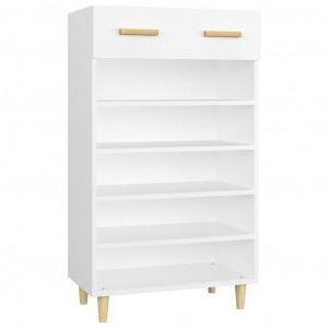 Mueble zapatero de madera contrachapada blanco 60x35x105 cm H