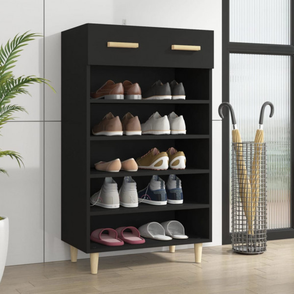 Mueble zapatero de madera contrachapada negro 60x35x105 cm D