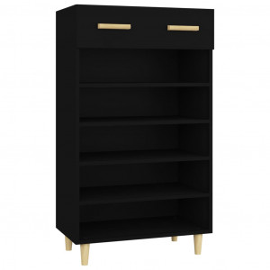 Mueble zapatero de madera contrachapada negro 60x35x105 cm H