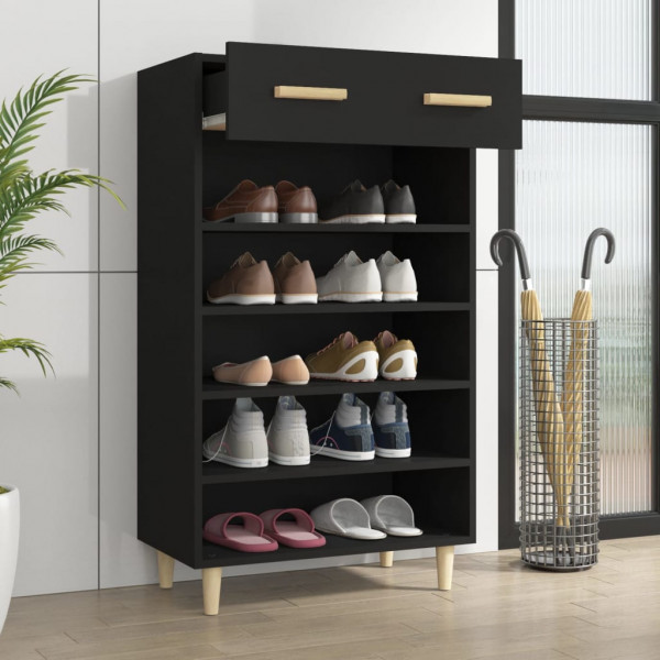 Mueble zapatero de madera contrachapada negro 60x35x105 cm M 3