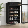 Mueble zapatero de madera contrachapada negro 60x35x105 cm 3