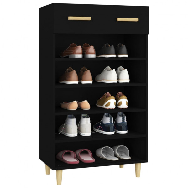 Mueble zapatero de madera contrachapada negro 60x35x105 cm M 4