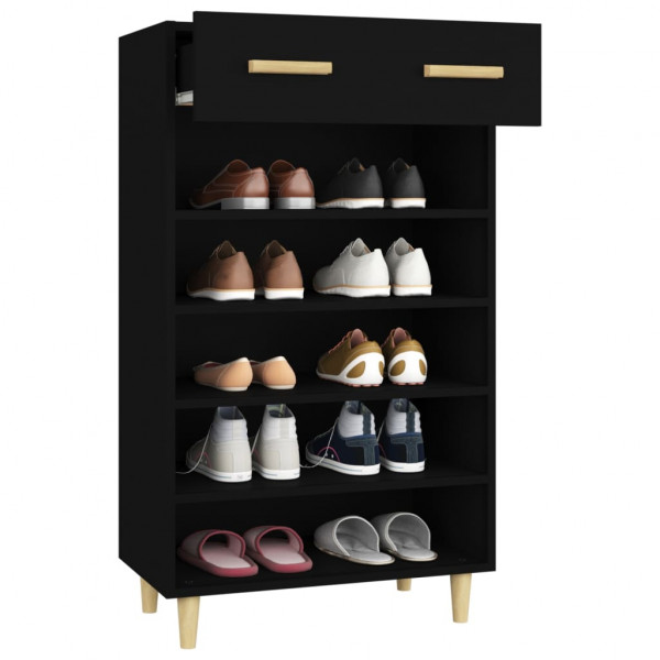 Mueble zapatero de madera contrachapada negro 60x35x105 cm M 5
