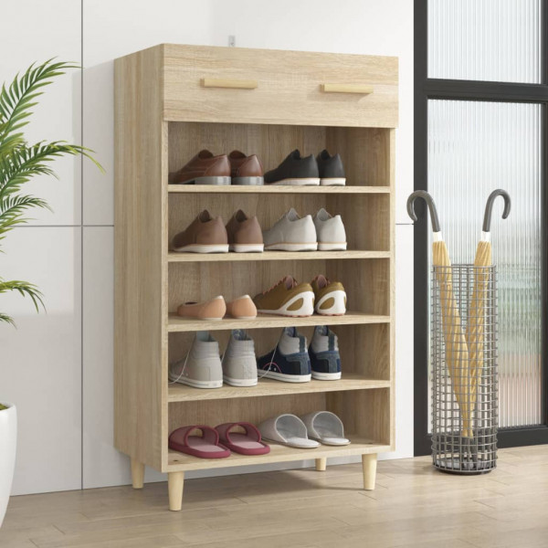 Mueble zapatero madera contrachapada color roble 60x35x105 cm D