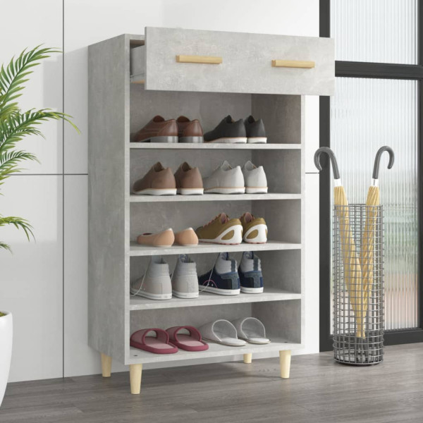 Mueble zapatero madera contrachapada gris hormigón 60x35x105 cm M 3
