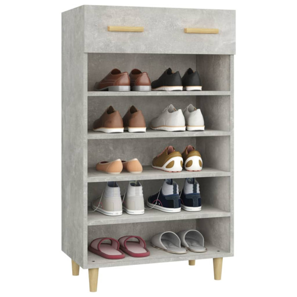 Mueble zapatero madera contrachapada gris hormigón 60x35x105 cm M 4