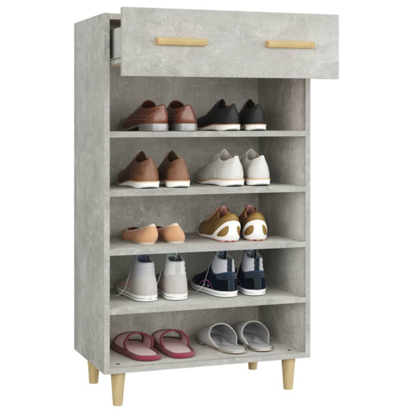 Mueble zapatero madera contrachapada gris hormigón 60x35x105 cm M 5