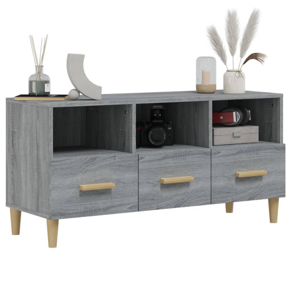 Mueble para TV madera contrachapada gris Sonoma 102x36x50 cm M 4