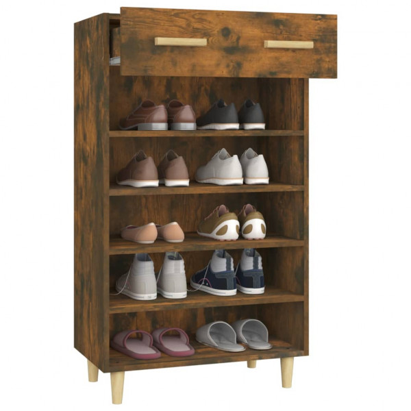 Mueble zapatero madera contrachapada roble ahumado 60x35x105 cm M 5